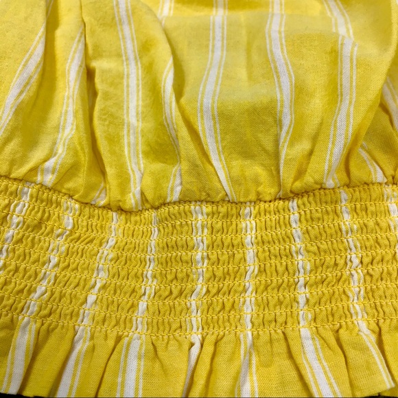 NWT A.n.a. Ruffled yellow striped top. SZ Lg. - Picture 3 of 8
